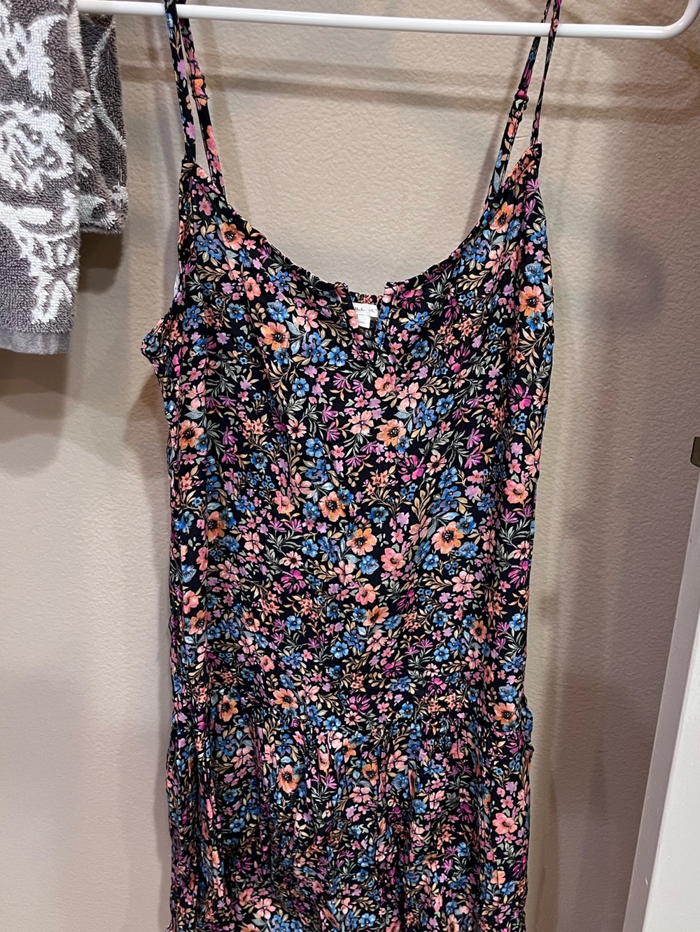 O'neill Floral Spaghetti-Strap Sundress - Black with Pink & Blue Floral
